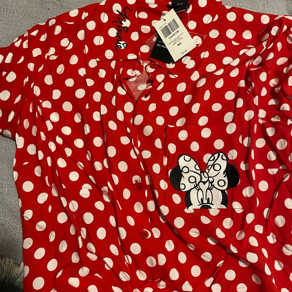 Minnie mouse button up shirt